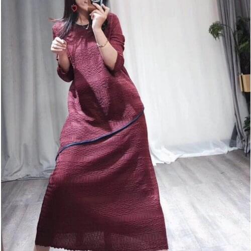 HOT SELLING Miyake The dress fashion o-neck regular straiht dresses IN STOCK