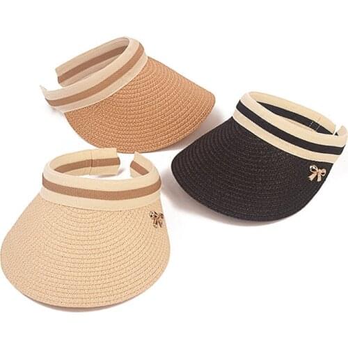 Cute Bow Sun Hat Female Beach Hat Wide Brim Straw Visor Hat Cap Summer Hats For Women Caps Chapeau Femme Sun Visor Girls