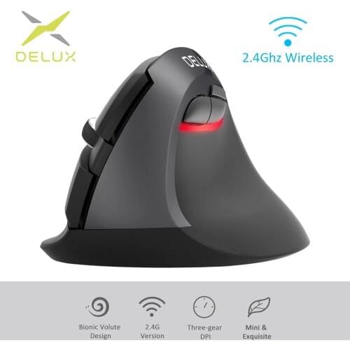 Delux M618Mini GX Ergonomic Wireless 2.4GHz Mouse 1600 DPI Vertical Mice 6 Buttons For Computer and Laptop