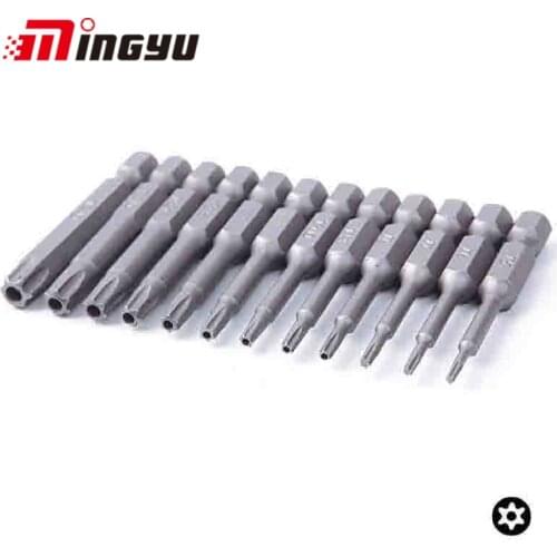 12Pcs/Set Security Bit Set Tamper Proof Screwdriver Drill Bit Screw Driver Bits Hex Torx Flat Head 1/4" Driver Bits