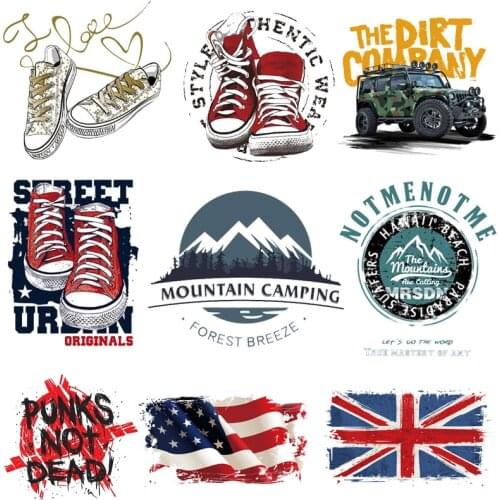 Cool Iron on transfer for clothing heat iron on transfers hiking sport shoes logo patch badge stickers on clothes patch applique