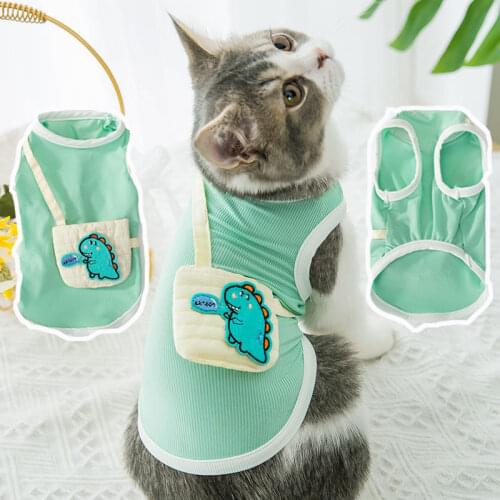 Dinosaur Shoulder Bag Cat Vests Cartoons Soft Summer Cat Costume Fashion Animal Pattern Pet Clothes for Cats Kitten Dropshipping