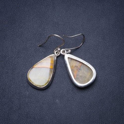 Natural Botswana Agate Handmade Unique 925 Sterling Silver Earrings 1.5" Y0908