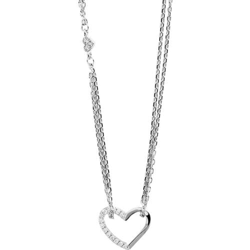 New Sweet Double Layer Micro Zircon Heart Clavicle Chokers Necklaces for Women Girl Chain Collares Jewelry