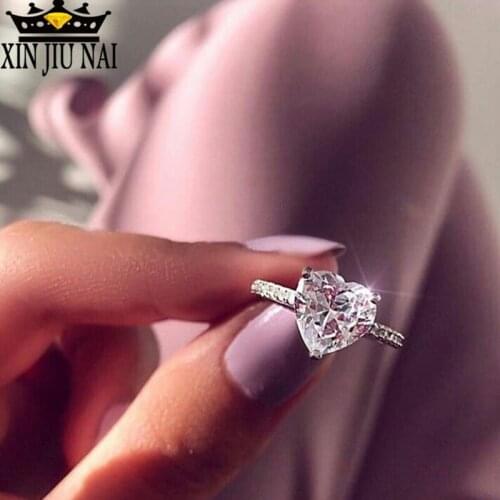 Crystal Heart Shaped Wedding Rings For Women Zircon Engagement Rings Bijoux Anel Femme Engagement Ring Statement Jewelry Gift