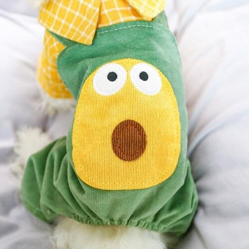 Dog Clothes Green Pants With Yellow Shirt Dog Clothes Pajamas Printed Avocado pattern Clothing For Small Medium Dogs XS-XL