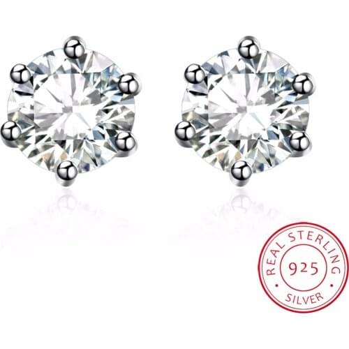 Handmade Original Jewelry Pave Zircon Round Shape New Brand 925 Sterling Silver round crystal stud earring