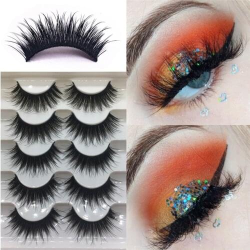 5 Pairs Thick False Eyelashes Fake Lashes Natural Long Cross 3D Mink Lashes Eyelash Extension Mink Eyelashes Hand Made Makeup