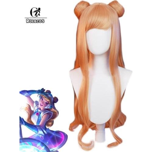 ROLECOS Game LOL Lux Cosplay Wig LOL Space Groove Lux Cosplay Wig 75cm Women Headwear Long Wavy Heat Resistant Synthetic Hair