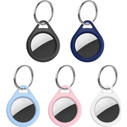 Silicone Locator Tracker Cover for Apple Airtags with Keychain Protective Case Smart Wearable Device Accessories