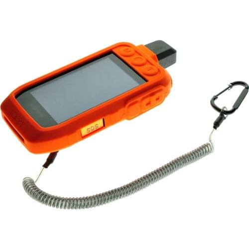 Silicone Protect Case + Safety Retractable Tether Steel Inside Stretch Lanyard for Handheld GPS Garmin Alpha 200i Alpha200i