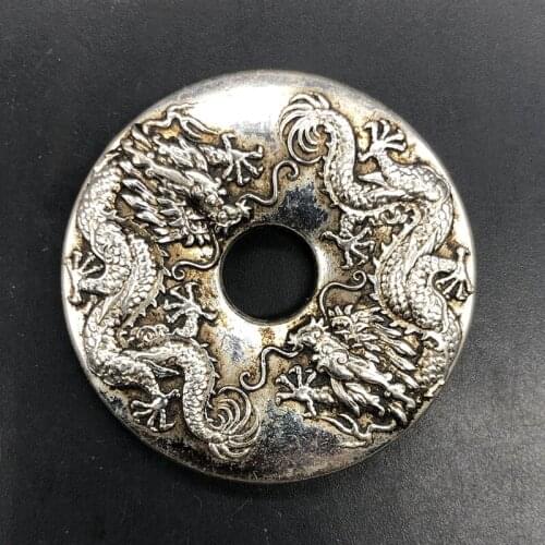 Old Double Dragons play with pearls safety buckle, Exquisite copper safety buckle Pendant