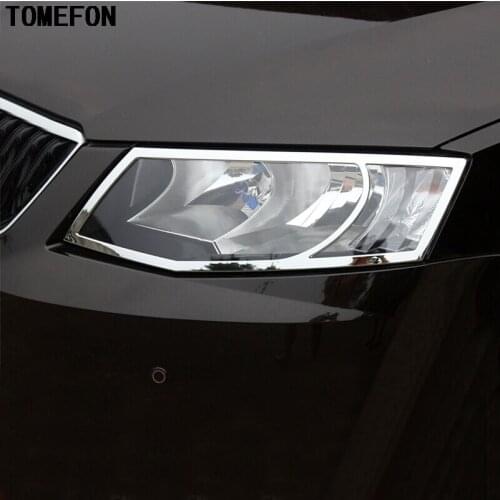 TOMEFON For Skoda Octavia A7 Headlights Cover Chrome Styling Body Decoration Products Exterior Car-styling Accessory Part 15-17