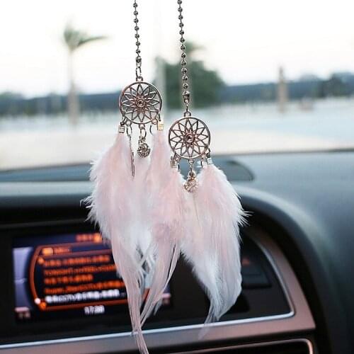 Car interior dream decoration mini pendant Feather decoration car style pendant hanging on the wall Dreamcatcher feather pendant