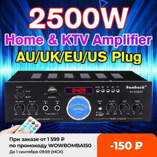 2500W Home THeater Amplifier 110-220V bluetooth Home Power Amplifier Audio Stereo AMP Mixer USB FM 2 Mic