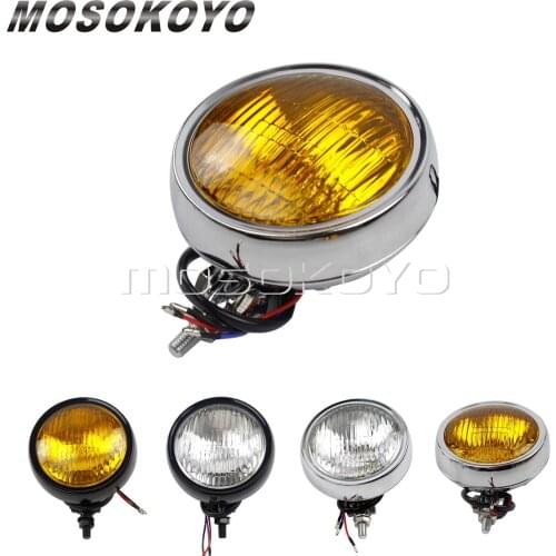 Vintage Bezels 4.5 Inch Chrome Headlight 4454A 60/60w 12v PAR36 Sealed Beam Universal 4-1/2" Head Lights for Honda Yamaha XS650
