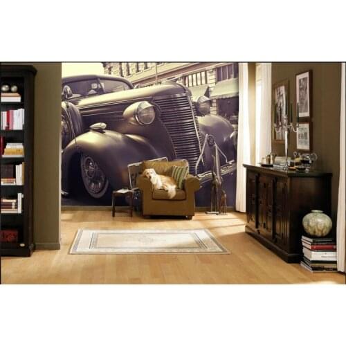 WDBH Custom photo 3d wallpaper European black vintage classic car living room home decor 3d wall mural wallpaper for living room