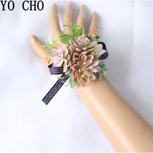 YO CHO New Beautiful Wedding Corsages and Boutonnieres Brooch Fake Plants Wrist Corsages Wedding Flowers Wedding Party Supplies