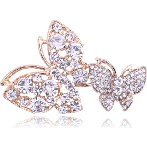 Korean Style Brooch Butterfly Brooch Fashion Beauty Women Gold/Sliver Zinc Alloy Crystal Exquisite Flower Butterfly Insect Pins
