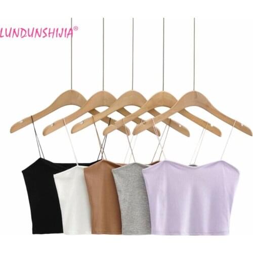 LUNDUNSHIJIA 2021 Summer Women Fashion Sexy Petal Collar Short Camisole Ladies Stretch Tube Tops Vests