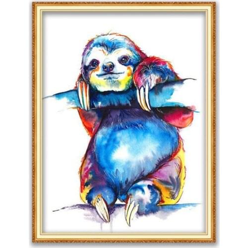 Animal Sloth DIY 11CT Embroidery Cross Stitch Kits Craft Needlework Set Printed Canvas Cotton Thread Home Decoration Living Room