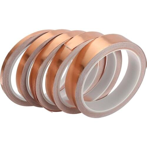 10 Meters Single Side Adhesive Conductive Copper Foil Tape 6/10/12/15/20mm Waterproof EMI Shielding Heat Resist Adhesive Tape