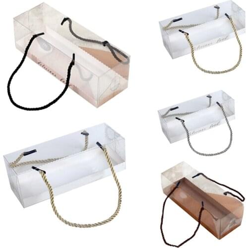 10Pcs Cake Food Paper Box With Handle Boxes Birthday Wedding Party Candy Gift Packing Clear Bakery Boxes-ABUX