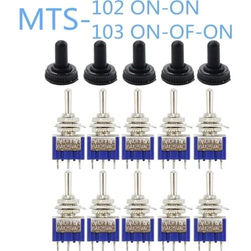 10PCS MTS-102 3 Pin Single Pole Double Throw ON-ON 6A 125VAC Mini Toggle Switch