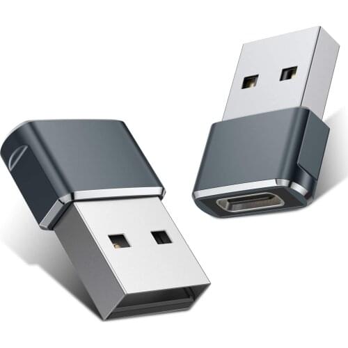 USB C female to USB male adapter 2 pieces, C to A charger cable adapter