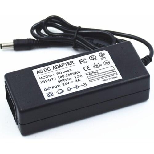 24VDC strip driver ,100-240Vac input Lighting transformer ,72W 24V3A led power supply ,CE UL Listed with 5.5*2.1 ,5*5*2.5 port