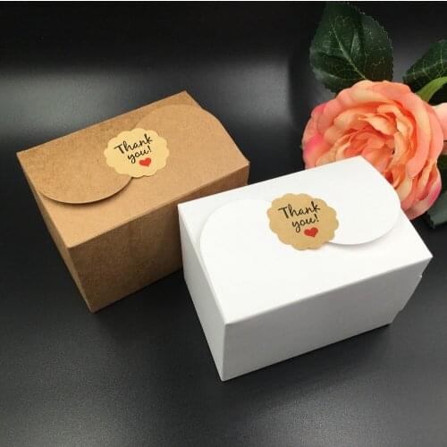 30Pcs/Lot 9x6x6cm Kraft Paper S-shaped Box Series With Pink Ribbon Handmade Thank You Sticker For DIY Wedding Party Mother`s Day