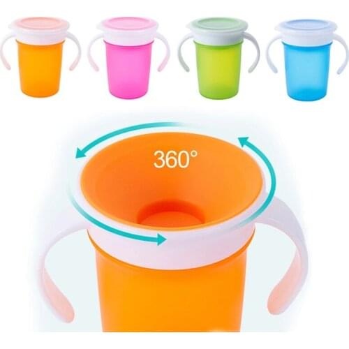 360 Degrees Rotated With Double Handle Trainning Feeding Safe Leakproof Cup Infant Water Bottle