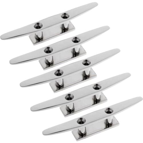 5x Heavy Duty 8" 316 Stainless Steel Marine Boat Flat Top Low Cleat Rope Tie