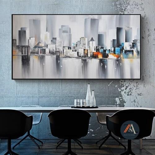 Abstract Oil Painting City Landscape Wall Canvas Carving Modern Popular Graffiti Art Bedroom Home Living Room Decoratio