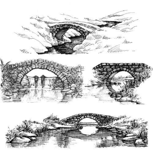 AZSG Bridge Hole River Clear Stamps Rubber Silicone Seal for DIY Scrapbooking Card Making Album Decoroation Crafts