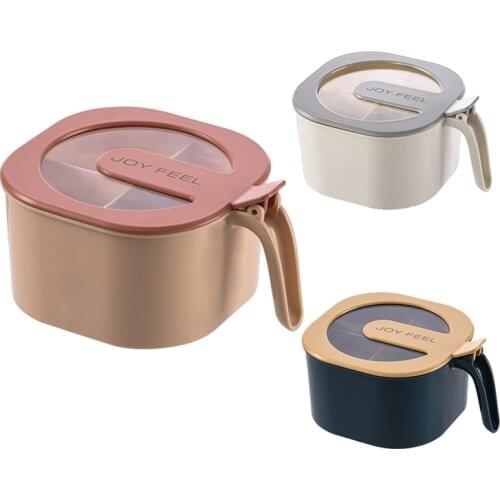 BMBY-Seasoning Box Spice Jars 4 Compartment,Seasoning Container for Spice Salt Sugar,Kitchen Cruet with Cover and Spoons