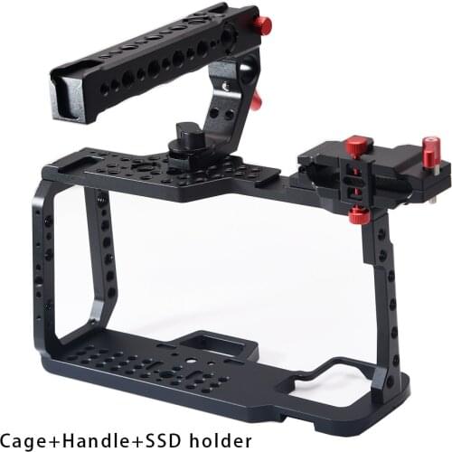 BMPCC 4K Cage Video Camera Cage with T5 SSD Card ClampHandle grip for Blackmagic Pocket Cinema Camera BMPCC 4K /BMPCC 6K