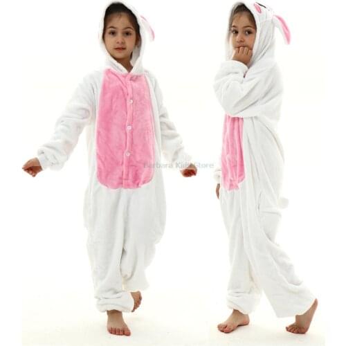 Kids Kigurumi Unicorn Pajams Sets for Girls Winter Onesie Pijamas Flannel Warm Pyjamas Anime Cosplay Costume Rabbit Nightwear