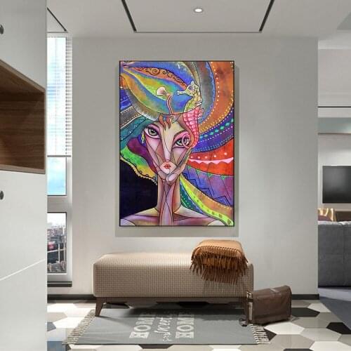 Elegant Woman Poster Colorful Abstract Figures Wall Art Canvas Painting For Living Room Wall Decorative Picture Home Decor