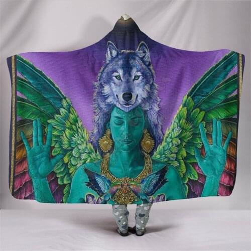 Independent Soul 3d printed Hooded Blanket Adult colorful child Sherpa Fleece Wearable Blanket Microfiber Bedding 02