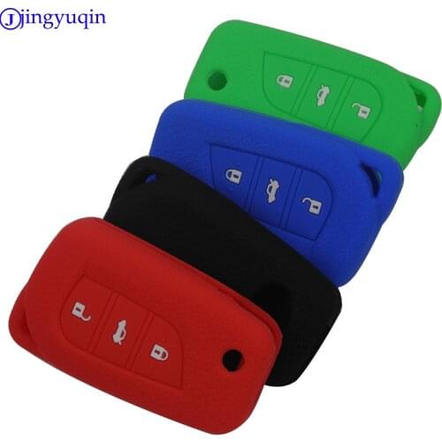 Jingyuqin 10pcs 3 Buttons Silicone Car Key Case Holder Remote Fob Case Cover For Toyota Yaris Reiz Carola Rav4 car Accessories