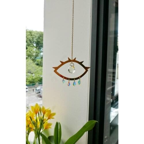 Kawaii Crystal Eye Sun Catcher for Window Car Accessaries Crystal Hanging Prism Rainbow Maker Boho Witchy Decoration Home Decor