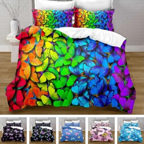 Hot Style Bedding Set 3d Digital Butterflies Printing 2/3pcs Duvet Cover Set Single Twin Double Full Queen King Bedroom Decor