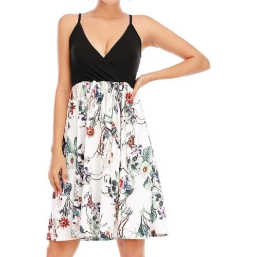 Summer V-Neck Dress Fashion Sexy Sling Dress Women Floral Sleeveless Spaghetti Strap Dress Sundress vestidos mujer verano 2021