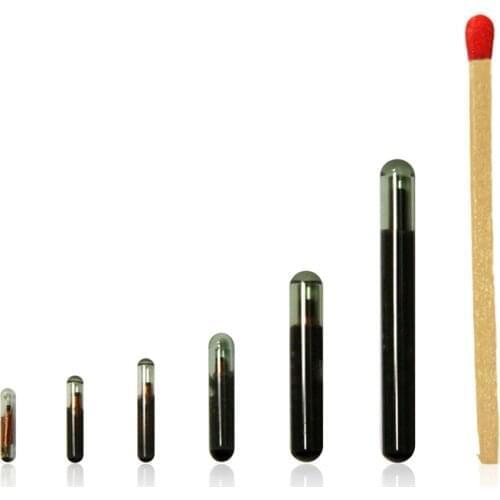 100PCS 1.25*7mm Free shipping ISO FDX-B 134.2khz Animal Microchips small Mini size dog chip fish rabbit tag