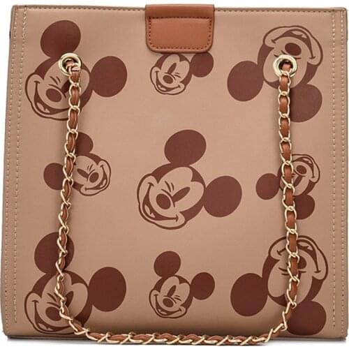 Disney women bag fashion cartoon Mickey Mouse shoulder bag large capacity High quality luxury design Chain Handbag Pu material