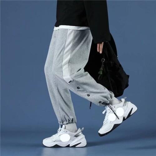 Side Button Sweat Pants Men Loose Basketball Sportswear Autumn Fashion Casual Knitted Sweatpants 2021 Clothing