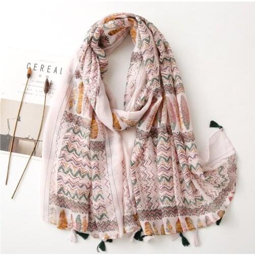2021 New Geometry Print Tassel Scarf Shawls Long Soft Scarves Hijab Wrap