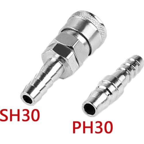 Pneumatic Type C Quick Connector SH / PH 30 Connected To 10mm High Pressure Air Hose Connector