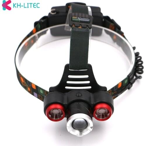 Portable T6+R2 3 LED Headlamp Camping Head lamp Fishing Headlight Flashlight Headlamp Torch Lanterna Use 2*18650 Battery